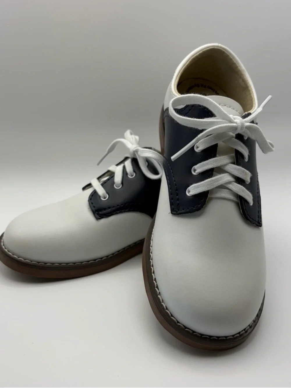 Footmates Cheer Unisex Girl Boy White Navy Saddle Oxford Shoes Size 13 Leather
